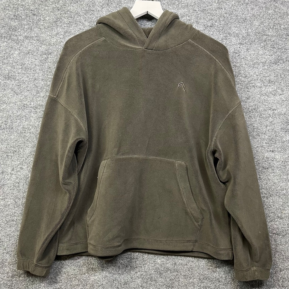 Oner Active Fleece Hoodie Men's Olive Green Pullover Oversized Sweatshirt - S